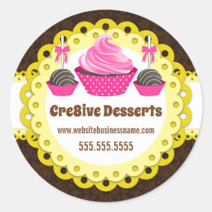 Elegant Cake Pops Cupcake Bakery Packaging Seals