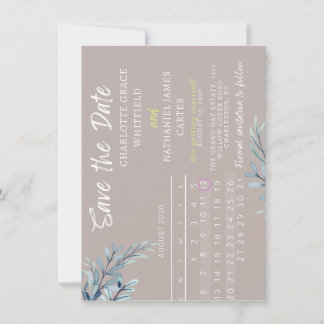 Elegant Calendar Save the Date | Mauve & Botanical