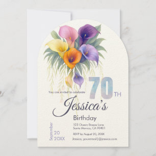 Elegant Calla Lily 70th Birthday Milestone Invitation