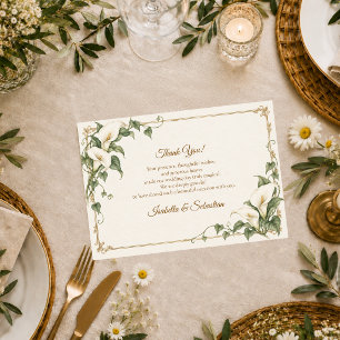 Elegant Calla Lily Botanical Wedding Thank You Card