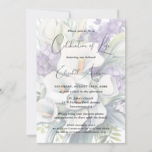 Elegant Calla Lily Floral Celebration of Life Invitation