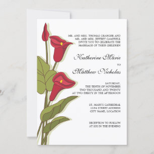 Elegant Calla Lily in Magenta Wedding Invitations
