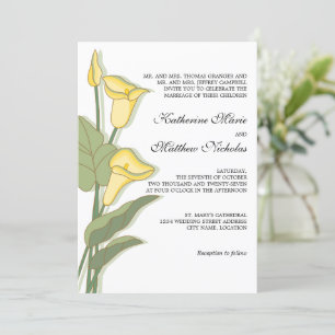 Elegant Calla Lily in Yellow Wedding Invitation