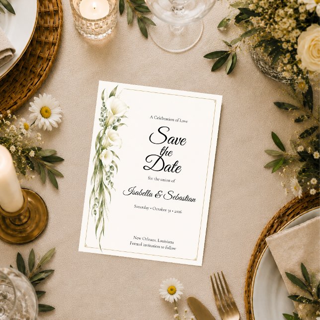 Elegant Calla Lily Romance Wedding Save The Date (Creator Uploaded)