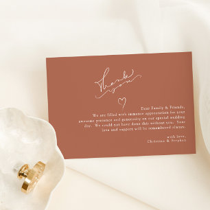 Elegant Callifgraphy Terra Cotta Simple Wedding Thank You Card