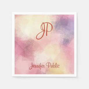 Elegant Calligraphed Monogram Modern Abstract Art Napkin
