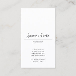 Elegant Calligraphed Script Trendy Sleek Plain Business Card