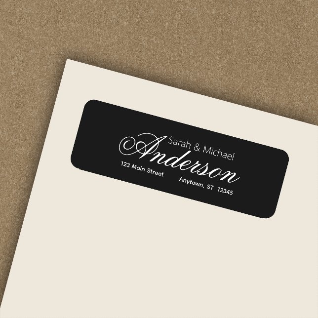 Elegant Calligraphic Script Black Return Address Return Address Label (Creator Uploaded)