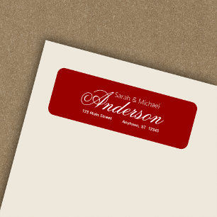 Elegant Calligraphic Script Red Return Address Label