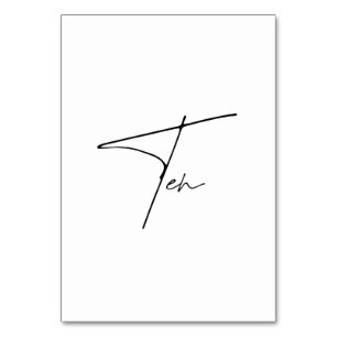 Elegant Calligraphic Wedding Table 10 table Number