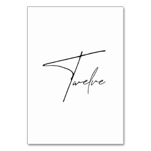 Elegant Calligraphic Wedding Table 12 table Number