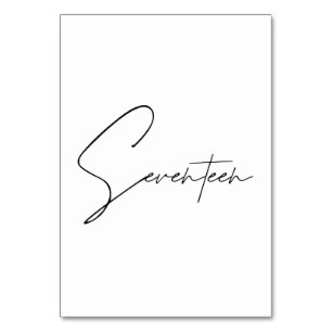 Elegant Calligraphic Wedding Table 17 table Number