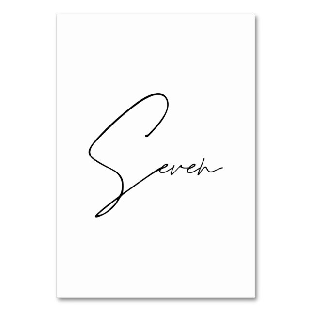 Elegant Calligraphic Wedding Table 7 table Number (Front)