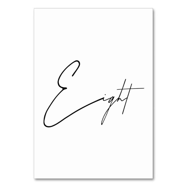 Elegant Calligraphic Wedding Table 8 table Number (Front)