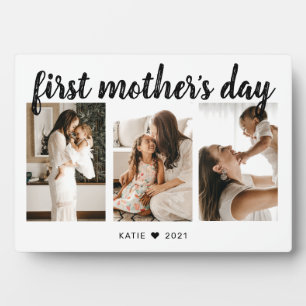 Elegant Calligraphy 3 Photo Mother’s Day Keepsake Plaque