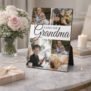 Elegant Calligraphy 5-Photo Collage Mother's Day Plaque