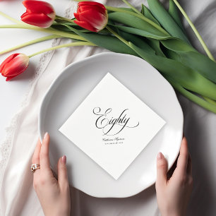 Elegant Calligraphy 80th Birthday Napkin
