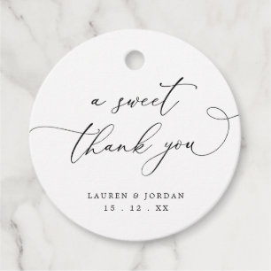 Elegant Calligraphy A Sweet Thank You Wedding Favour Tags