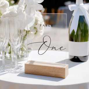 Elegant Calligraphy Acrylic Sign Table Number One