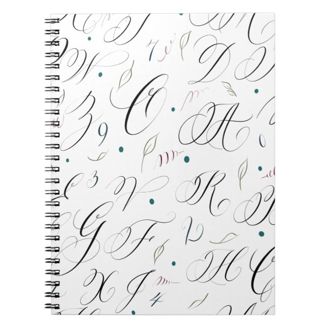Elegant Calligraphy Alphabet Spiral Note Book (Front)