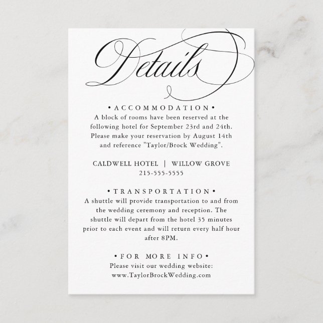 Elegant Calligraphy American Style Handwriting Enclosure Card (Front)