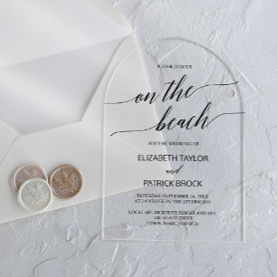 Elegant Calligraphy Arch Modern Boho Beach Wedding Acrylic Invitations