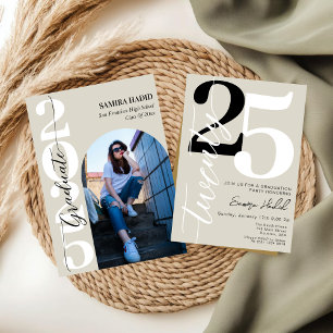 Elegant Calligraphy Arch Photo Graduation Party Invitation