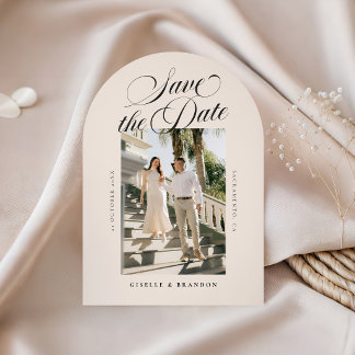 Elegant Calligraphy Arch Save the Date 1-Photo