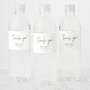 Elegant Calligraphy Baby Shower Thank you  Water Bottle Label