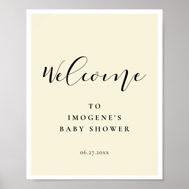 Elegant calligraphy Baby shower Welcome Poster (Front)