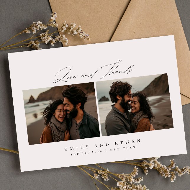 Elegant Calligraphy Beach Photo QR Code Wedding Invitation (Creator Uploaded)