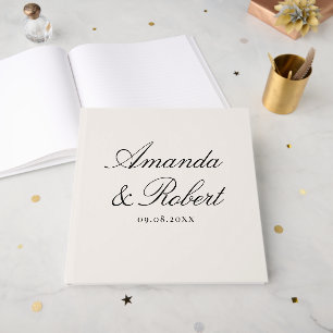 Elegant Calligraphy Black and Ivory Wedding Guest Book