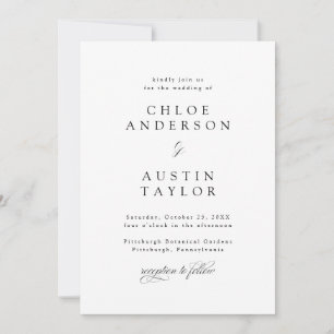 Elegant Calligraphy Black and White Wedding Invitation