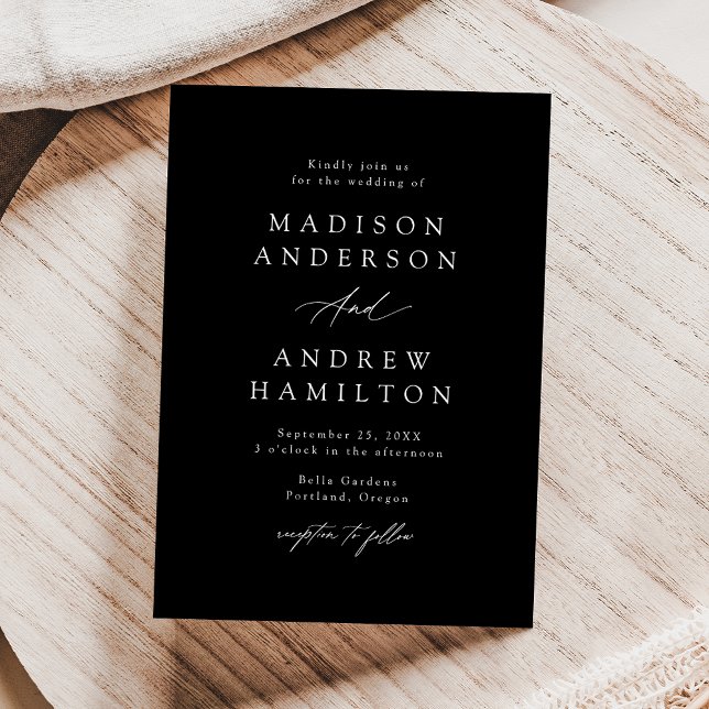 Elegant Calligraphy Black and White Wedding Invitation (Creator Uploaded)