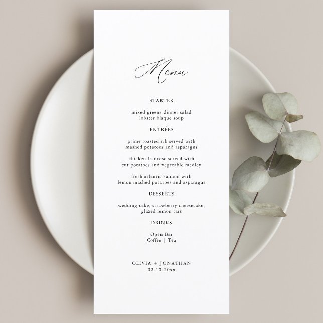 Elegant Calligraphy Black and White Wedding  Menu (Creator Uploaded)