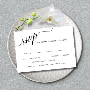 Elegant Calligraphy Black and White Wedding RSVP Card