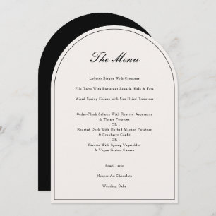 Elegant Calligraphy Black Wedding Dinner Menu Card