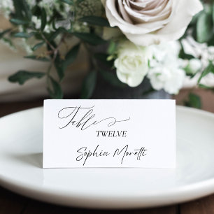 Elegant Calligraphy Black & White Classic Wedding Place Card