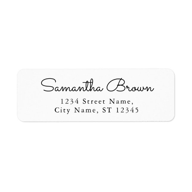 Elegant Calligraphy Black White Return Address Label (Front)