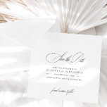 Elegant Calligraphy Black & White Save The Date<br><div class="desc">With its clean design and delicate calligraphy, this card sets the stage for a refined and memorable celebration. The black and white colour scheme adds an element of understated elegance, while the minimal calligraphy infuses the card with charm and sophistication. Personalise the card with your names and wedding date, making...</div>