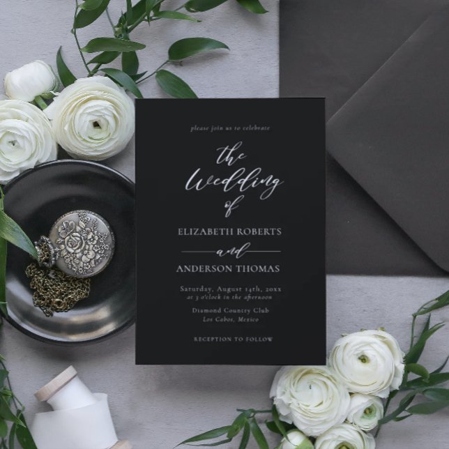 Elegant Calligraphy Black & White Wedding Invitation (Creator Uploaded)