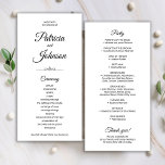 Elegant calligraphy black white wedding program<br><div class="desc">Simple elegant romantic handwriting calligraphy script minimalist personalised wedding program template.             Easy to personalise on both sides!</div>