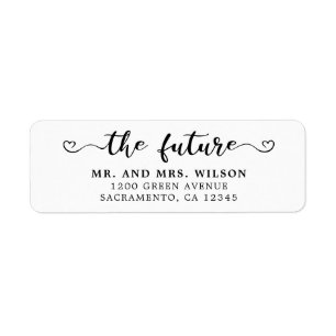 Elegant Calligraphy Black & White Wedding Return Address Label