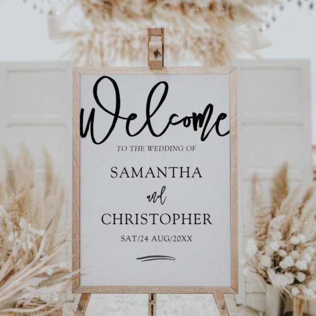 Elegant Calligraphy Black & White Wedding Sign (Creator Uploaded)