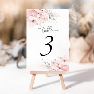 Elegant Calligraphy blush roses table number
