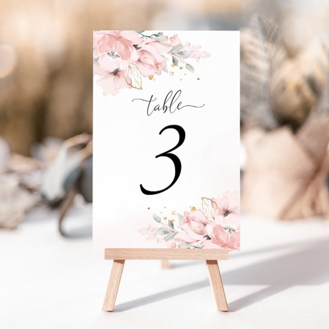 Elegant Calligraphy blush roses table number (Creator Uploaded)
