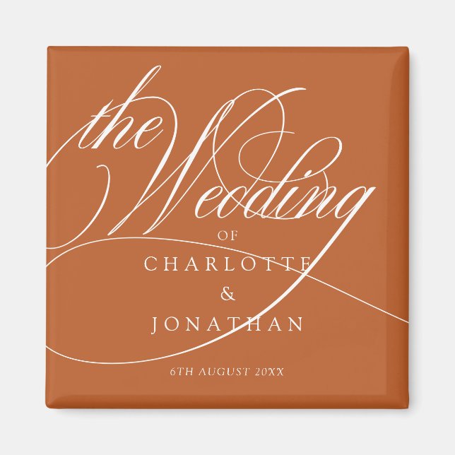 Elegant Calligraphy Bohemian Wedding Favours Magnet (Front)