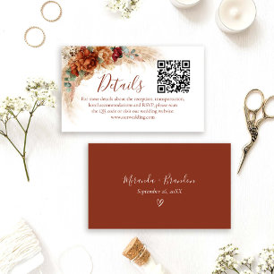 Elegant Calligraphy Boho QR Code Wedding Details Enclosure Card