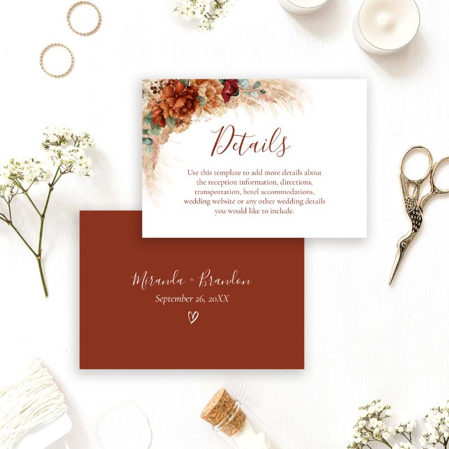 Elegant Calligraphy Boho Wedding Details Card (Creator Uploaded)