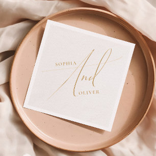 Elegant Calligraphy Boho Wedding Foil Napkins